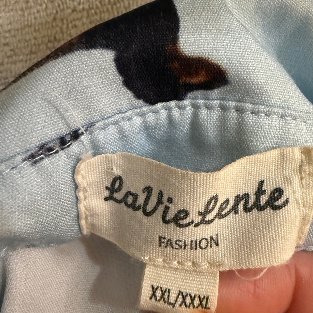 🐶 LaVieLente Sleeveless Dog Print Shirt Dress Light Blue Collared Mini Size XXL - Picture 11 of 15